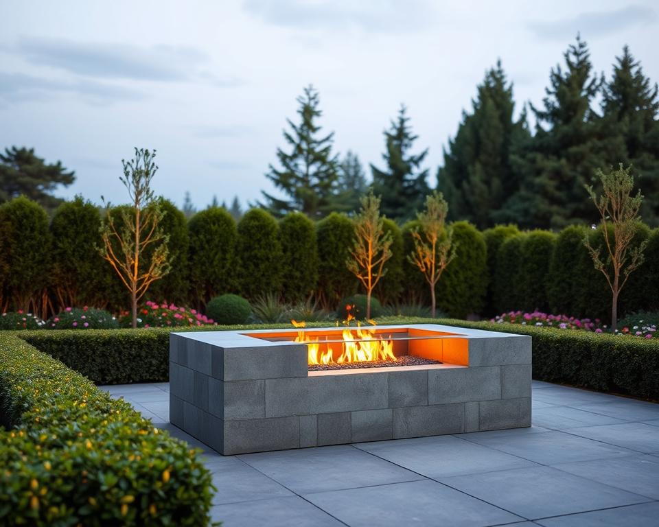 moderne Feuerstelle im Garten