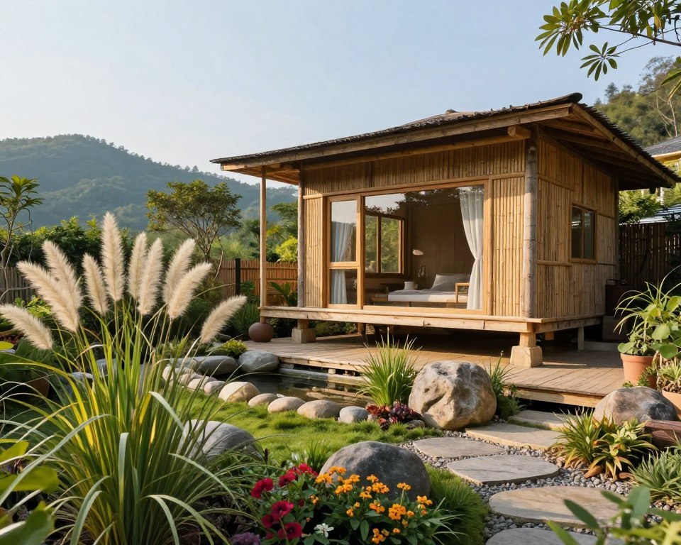 Nachhaltige Materialien für Feng Shui Gartenhütte