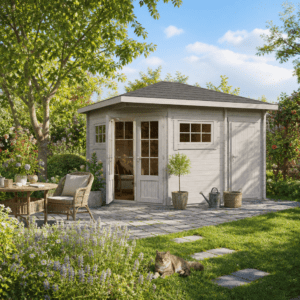 26% Rabatt ✓ 4 × 4 m | 5-Eck Gartenhütte Evelyn 2D | Massivholz Unkategorisiert online kaufen