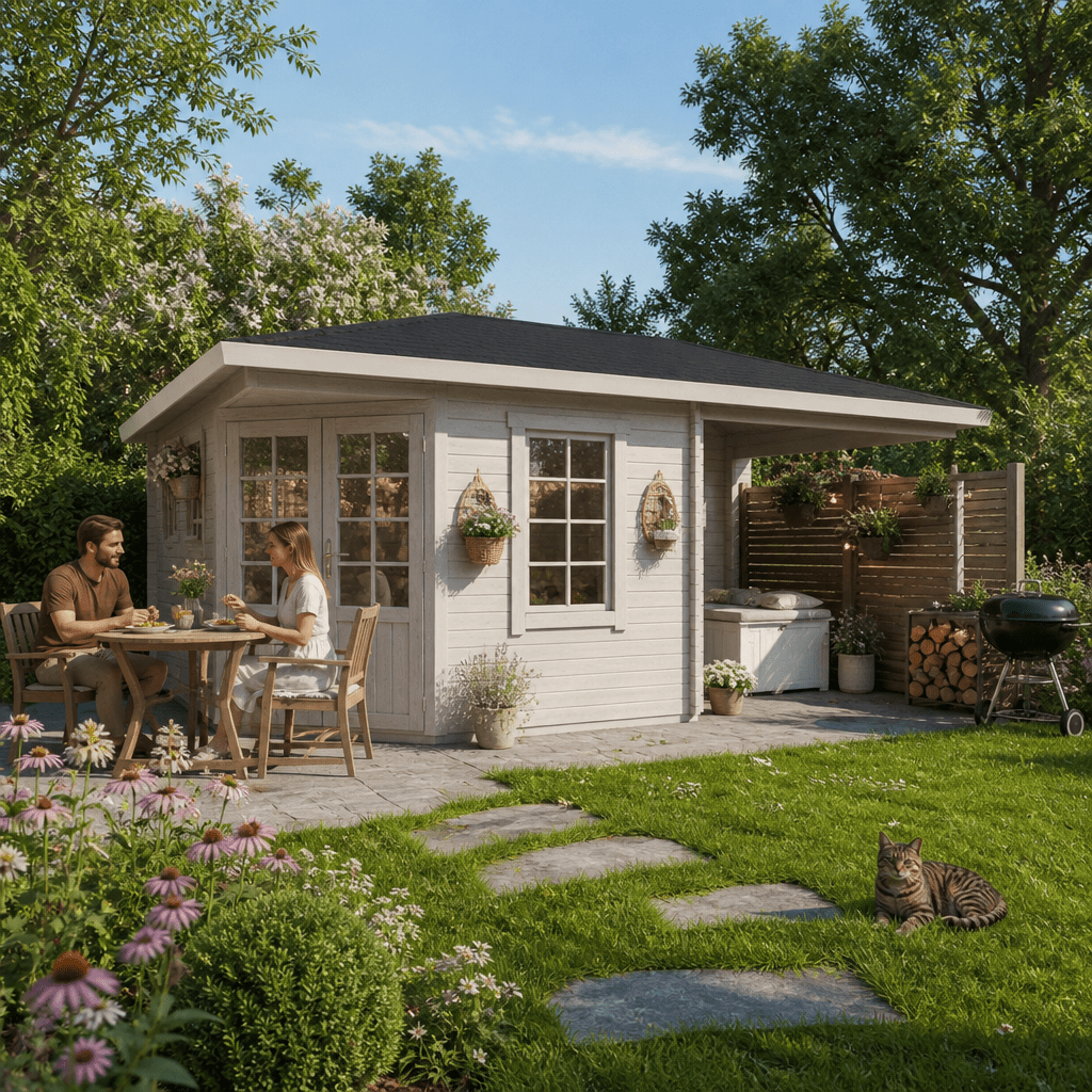 26% Rabatt ! 5-Eck Gartenhütte Modell Isa 40 D 5x4m