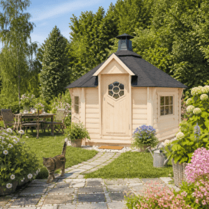 26% Rabatt ✓ 4 × 4 m | Gartenhütte 6-Eck Grillkota Lasse 9,0m² DeLux | Massivholz Unkategorisiert online kaufen