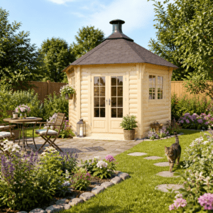 26% Rabatt ✓ Gartenhütte 6-Eck Grillpavillon Gunnar 9m² | Massivholz Unkategorisiert online kaufen