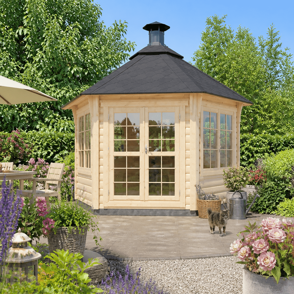 26% Rabatt ✓ 6-Eck Grillpavillon Hannes 9,0 m² | Massivholz