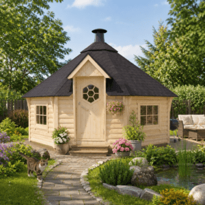 26% Rabatt ✓ 5 × 5 m | Gartenhütte 8-Eck Grillkota Lasse 17,0m² DeLu | Massivholz Unkategorisiert online kaufen
