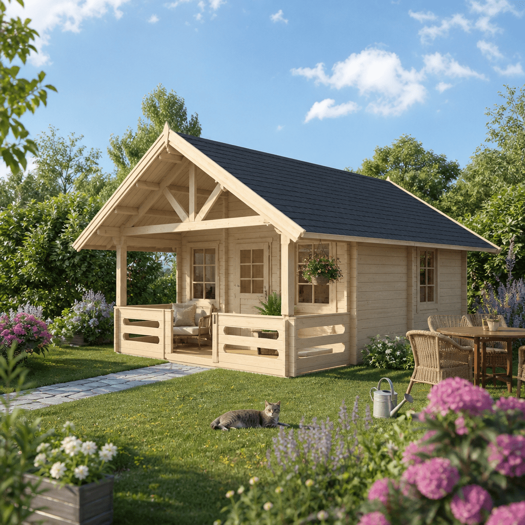 26% Rabatt ✓ 8 × 5 m | Gartenhütte Ferien- und Freizeithaus St. Gall | Massivholz