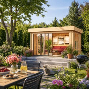 26% Rabatt ✓ 6 × 4 m | Gartenhütte Alu Concept Lounge 44 A | Flachdach | Massivholz Unkategorisiert online kaufen