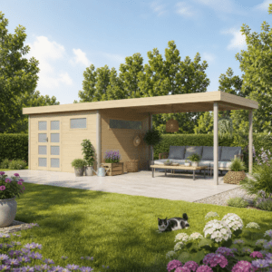 26% Rabatt ✓ 8 × 4 m | Gartenhütte Alu-Line Kasuko-M mit Anbau | Pultdach | Flachdach | modern Unkategorisiert online kaufen