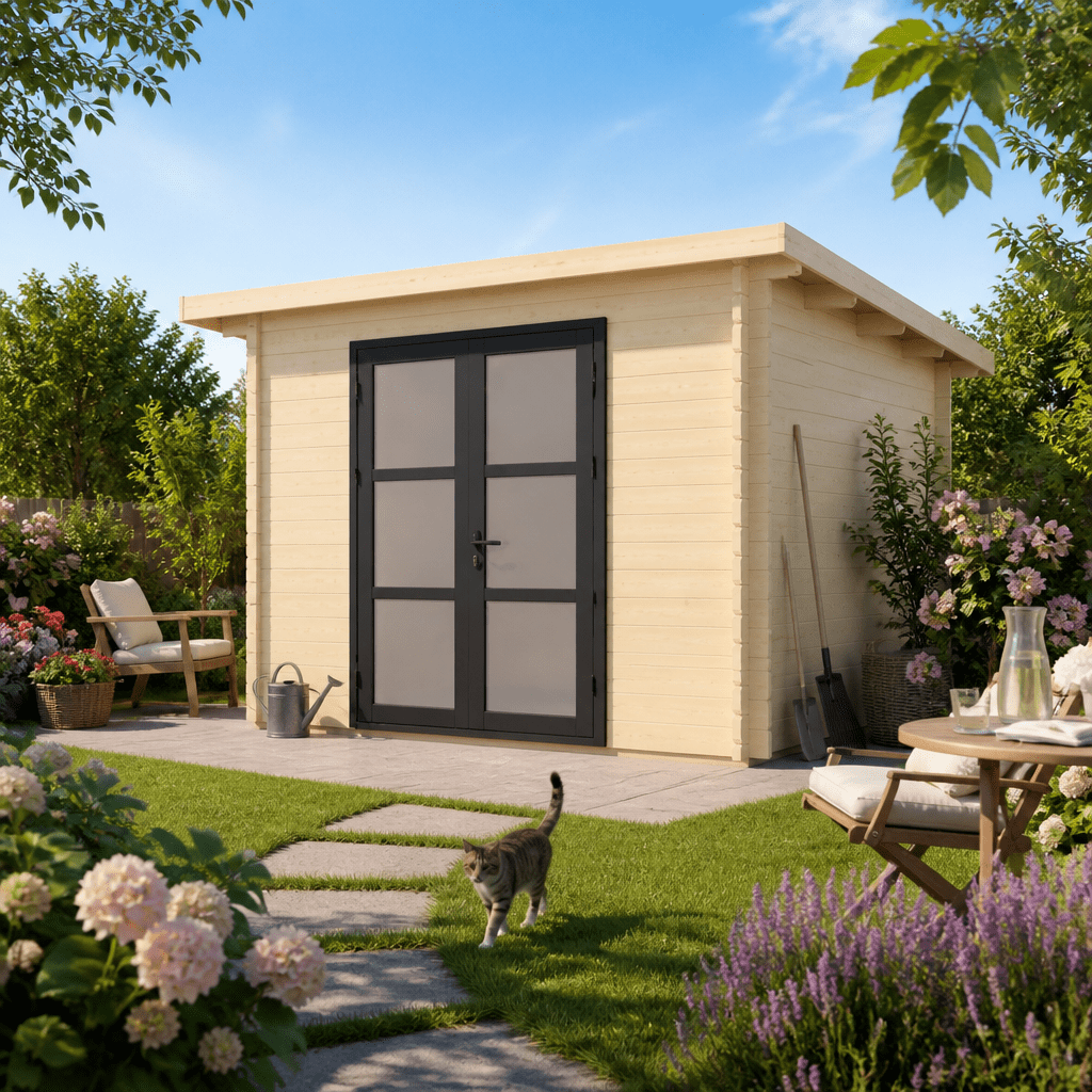 26% Rabatt ✓ 3 × 3 m | Gartenhütte Alu Line 28-A | Pultdach | modern