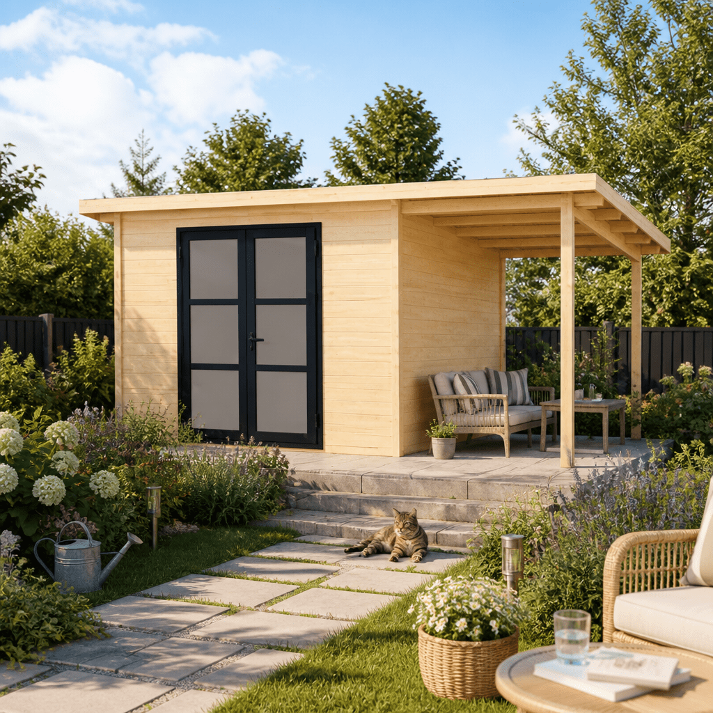 26% Rabatt ✓ 3 × 3 m | Gartenhütte Alu Line 28-B | Pultdach | modern