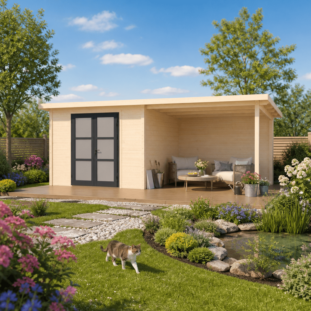26% Rabatt ✓ 3 × 3 m | Gartenhütte Alu Line 28-C | Pultdach | modern