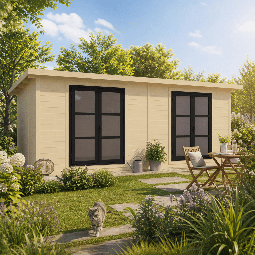 26% Rabatt ✓ 6 × 3 m | Gartenhütte Alu Line 28-H | Pultdach | modern