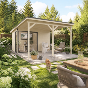 26% Rabatt ✓ 4 × 3 m | Gartenhütte Amrum-2 mit Vordach | modern | Massivholz Unkategorisiert online kaufen