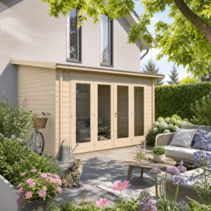 26% Rabatt ✓ 4 × 3 m | Gartenhütte Anbau Lounge 44 B | modern | Massivholz Unkategorisiert online kaufen