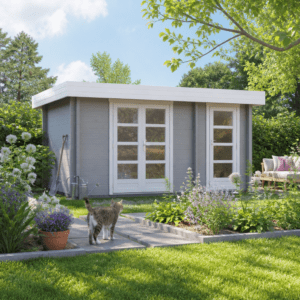 26% Rabatt ✓ 5 × 3 m | Gartenhütte Brita 44 | Flachdach | Massivholz Unkategorisiert online kaufen