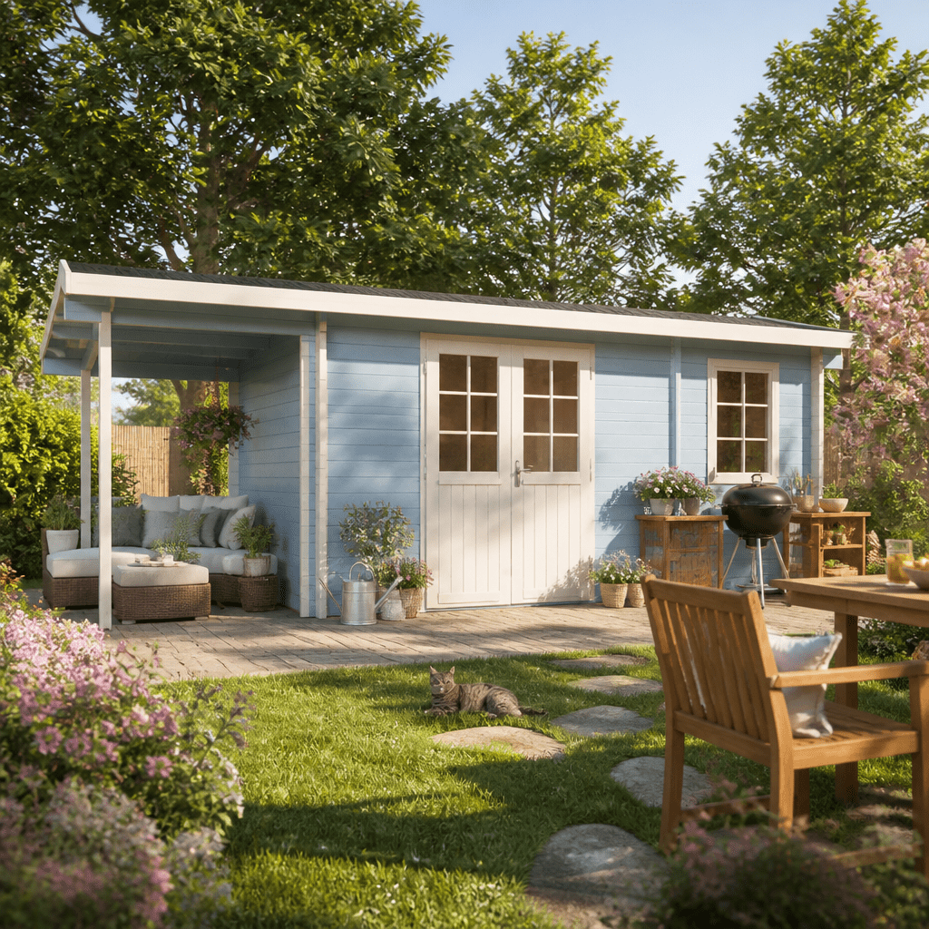 26% Rabatt ✓ 6 × 3 m | Gartenhütte Carin 44 B +SD | Schleppdach | modern | Massivholz