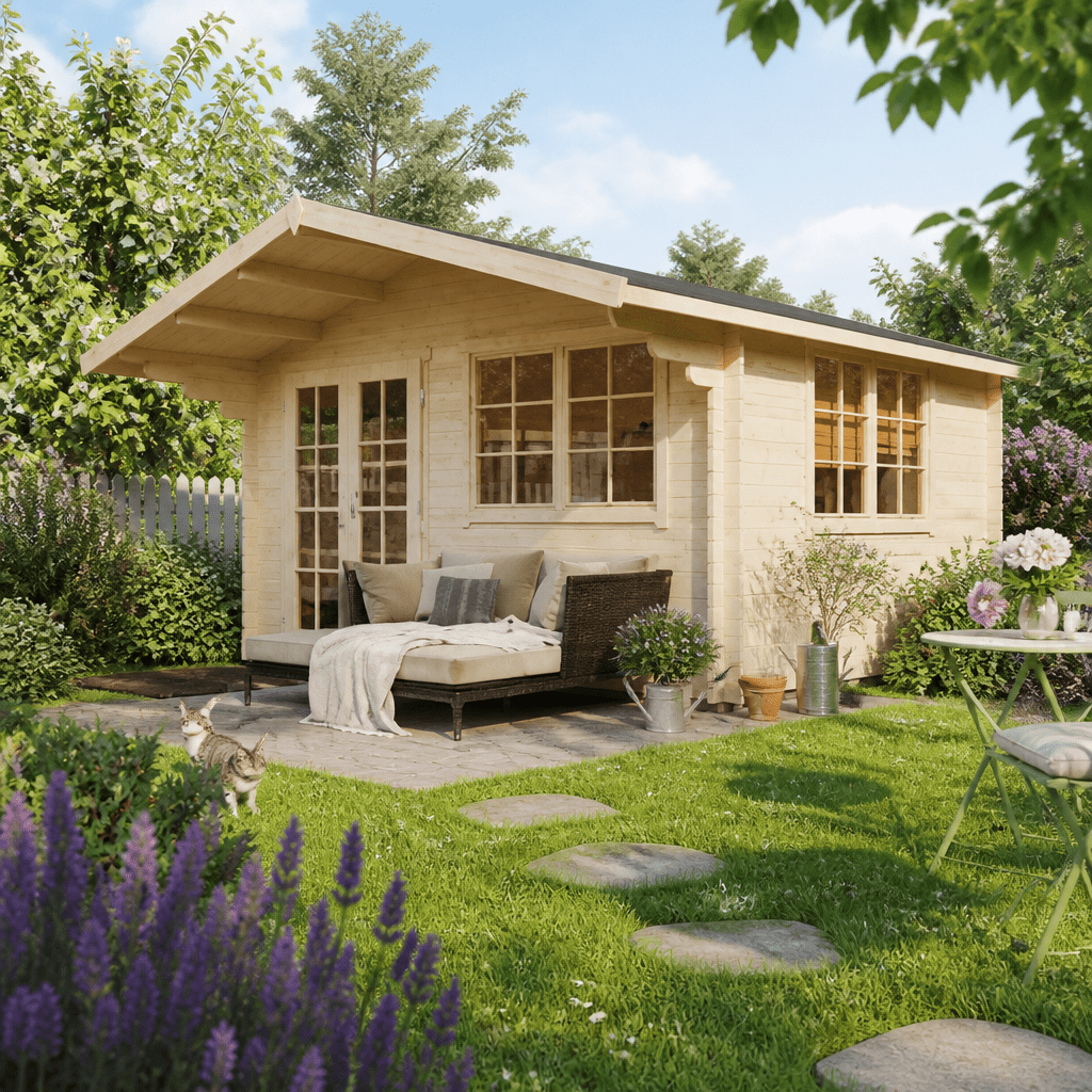 26% Rabatt ✓ 4 × 3 m | Gartenhütte Carl 40 B / natur | Satteldach | Massivholz