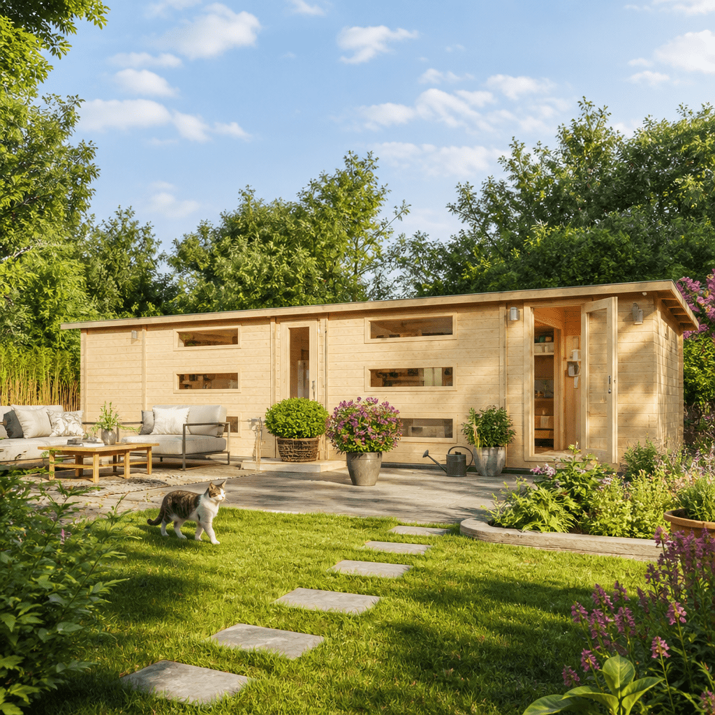 26% Rabatt ✓ 8 × 4 m | Gartenhütte Dundee 44 A | Satteldach | Massivholz