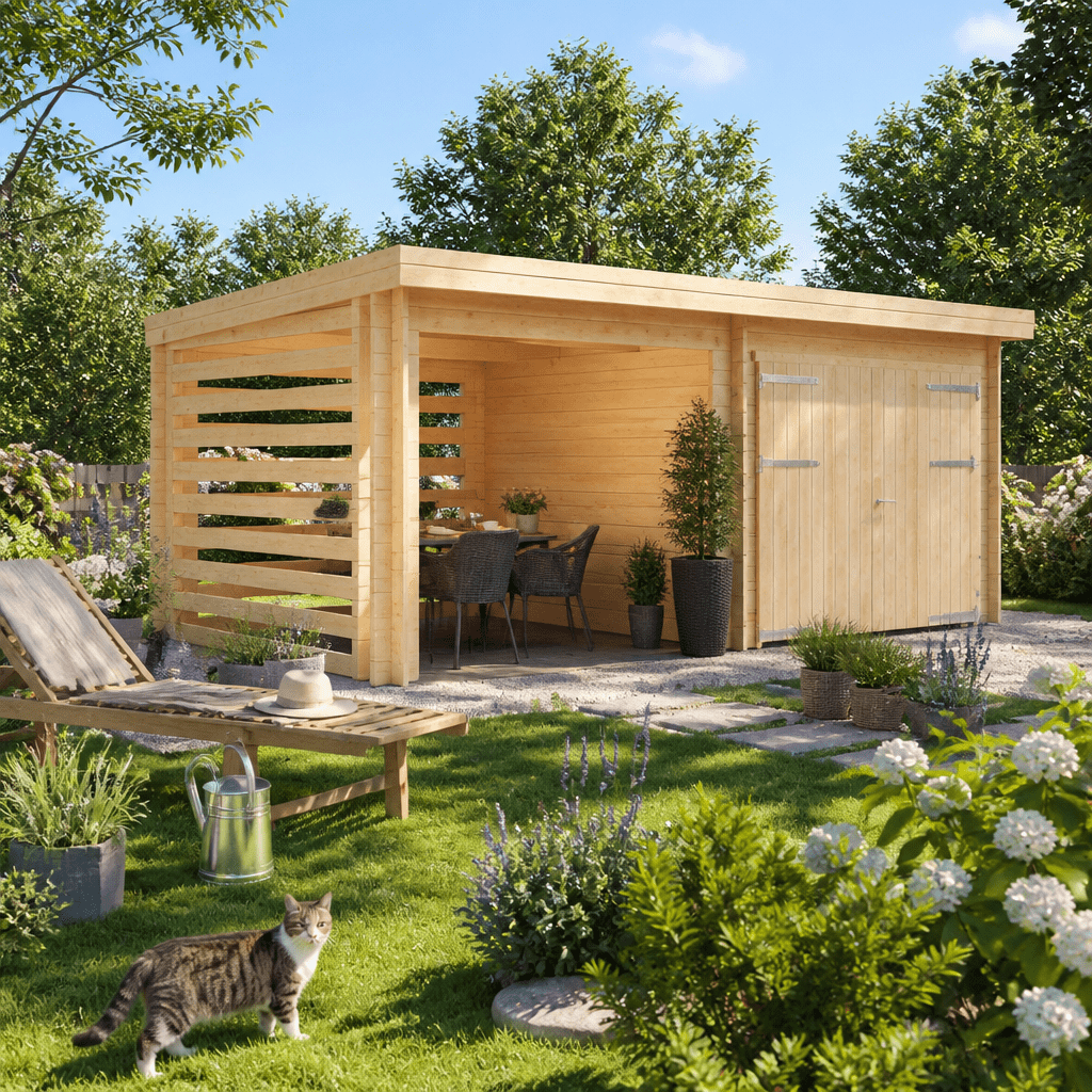 27% Rabatt ✓ 6 × 3 m | Gartenhütte Gardenstore 28 C, Natu | Massivholz