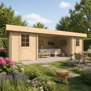 26% Rabatt ✓ Gartenhütte Gorbea 70 | Flachdach | modern | Massivholz | 8 × 4 m Unkategorisiert online kaufen