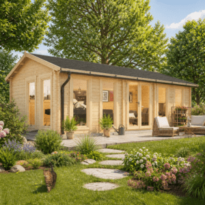 26% Rabatt ✓ 8 × 4 m | Gartenhütte Helena 70 A | Satteldach | Massivholz Unkategorisiert online kaufen