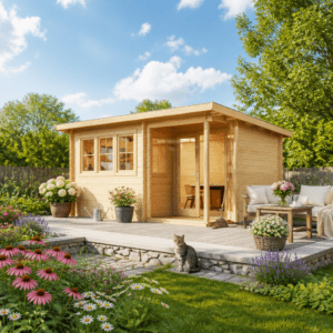 26% Rabatt ✓ Gartenhütte Home Office Sam 70 | Terrasse | Pultdach | modern | Massivholz | 5 × 4 m Unkategorisiert online kaufen