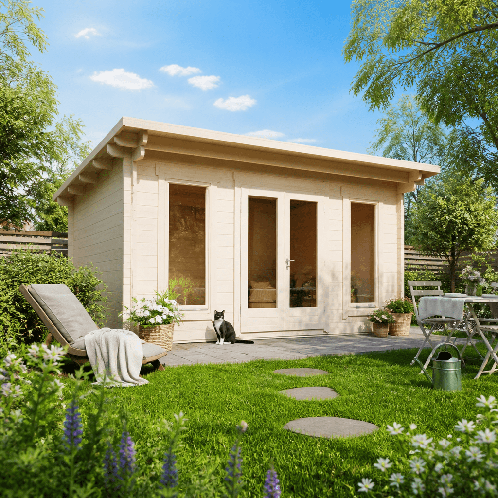 26% Rabatt ✓ 5 × 3 m | Gartenhütte Jacob 70 E | Pultdach | modern | Massivholz
