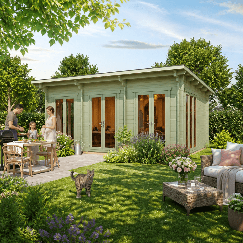 26% Rabatt ✓ 8 × 4 m | Gartenhütte Jacob 90 I | Pultdach | modern | Massivholz
