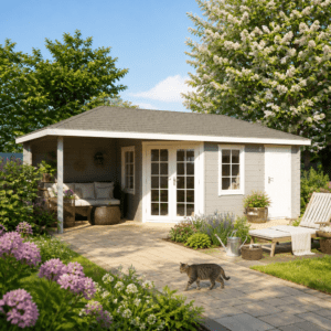 26% Rabatt ✓ 5 × 4 m | Gartenhütte Kiano 44 A | Terrasse | Massivholz Unkategorisiert online kaufen