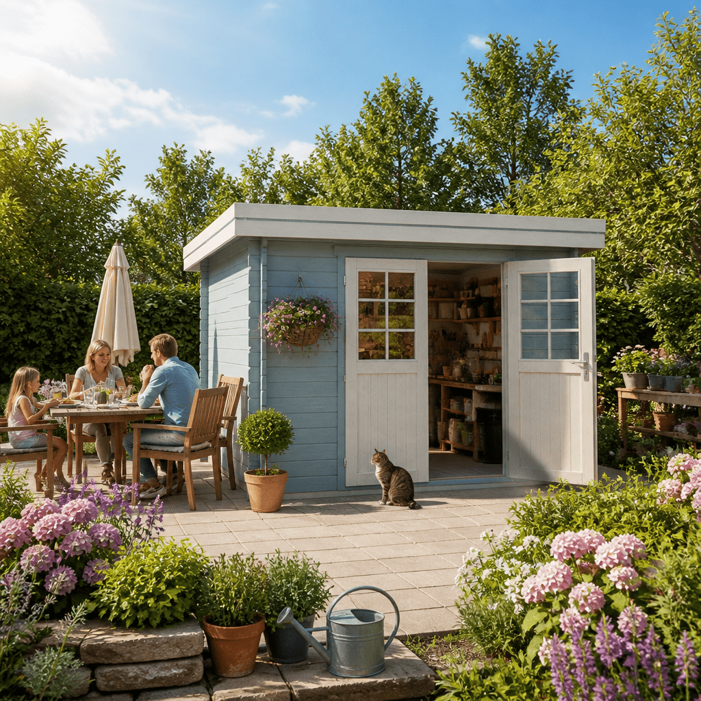 26% Rabatt ✓ 3 × 2 m | Gartenhütte Linz 28 B | Flachdach | Massivholz