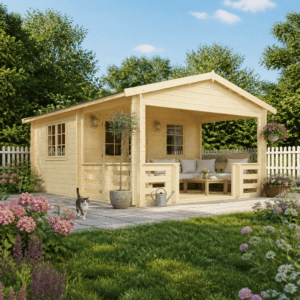 26% Rabatt ✓ 5 × 4 m | Gartenhütte Lund 40 | Vordach | Terrasse | Satteldach | modern Unkategorisiert online kaufen