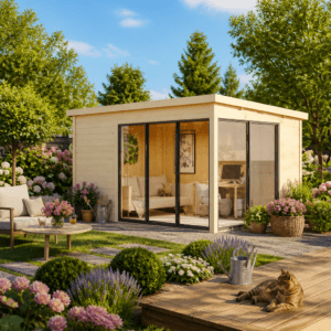 26% Rabatt ✓ 4 × 3 m | Gartenhütte Mia 28 D | Pultdach | modern | Massivholz Unkategorisiert online kaufen