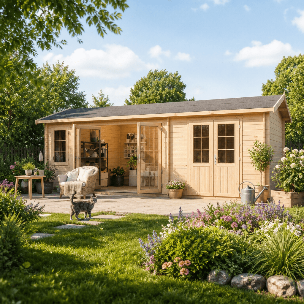 26% Rabatt ✓ 6 × 3 m | Gartenhütte Mikelli 44 | Satteldach | Massivholz