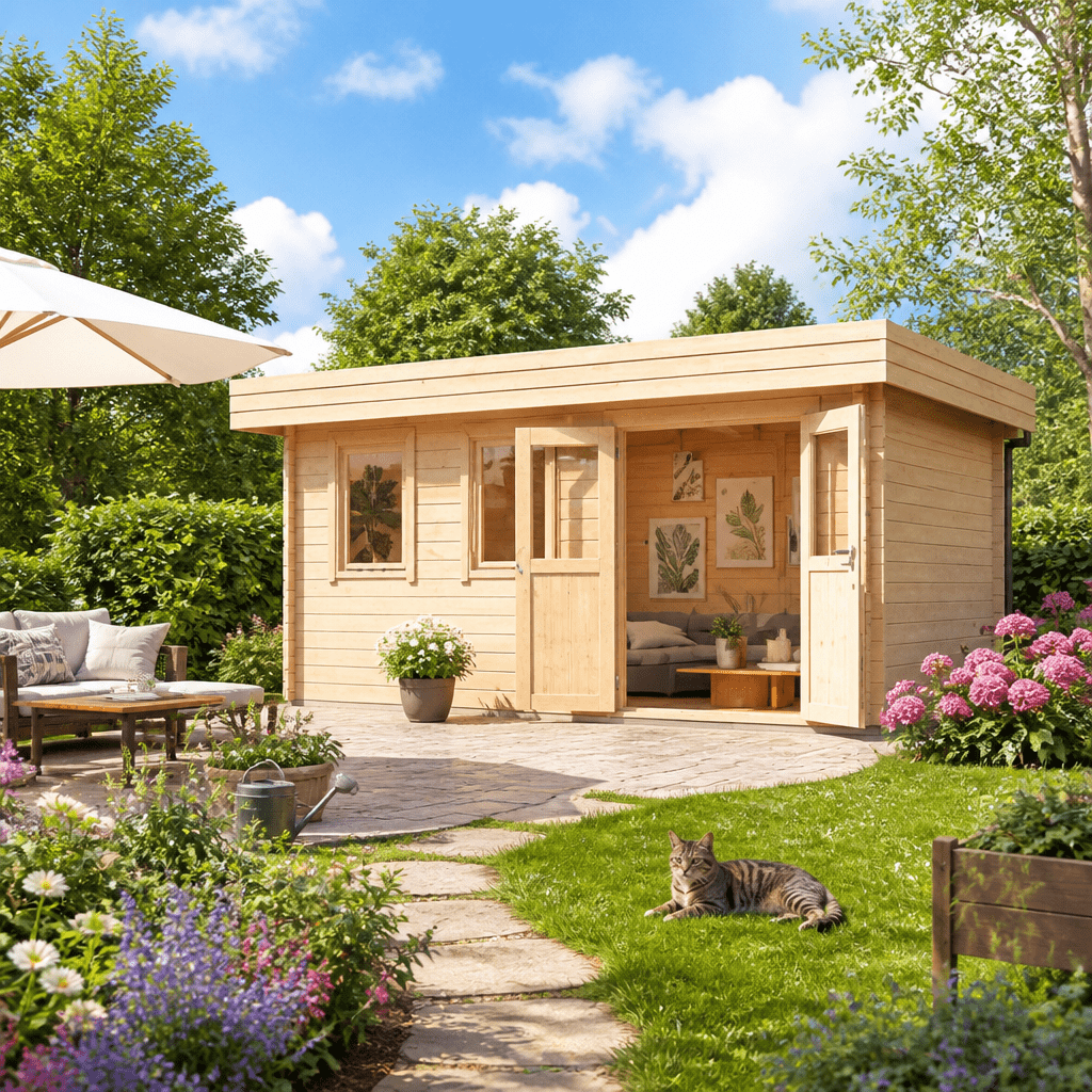 26% Rabatt ✓ 5 × 3 m | Gartenhütte Miriam 44 B Classic | Flachdach | modern | Massivholz
