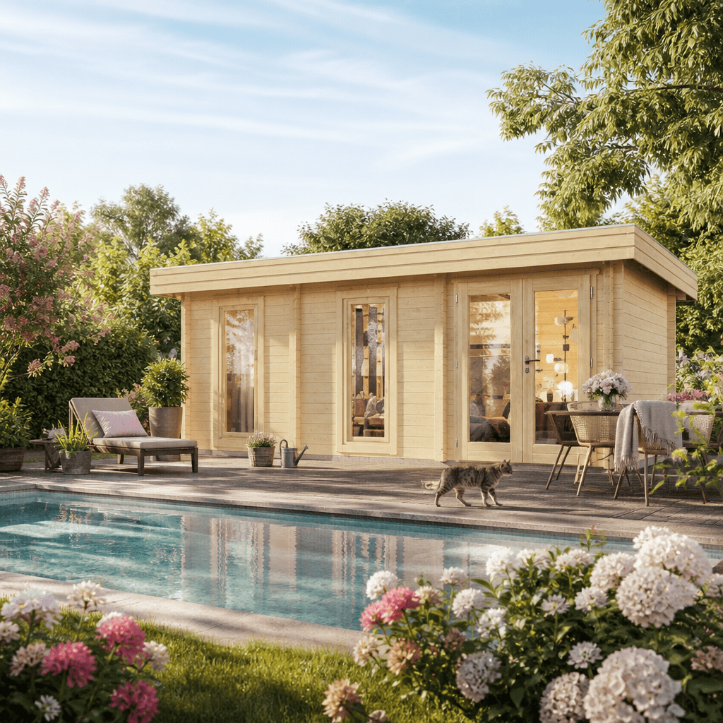 26% Rabatt ✓ 6 × 3 m | Gartenhütte Miriam 44 C Modern | Flachdach | Massivholz