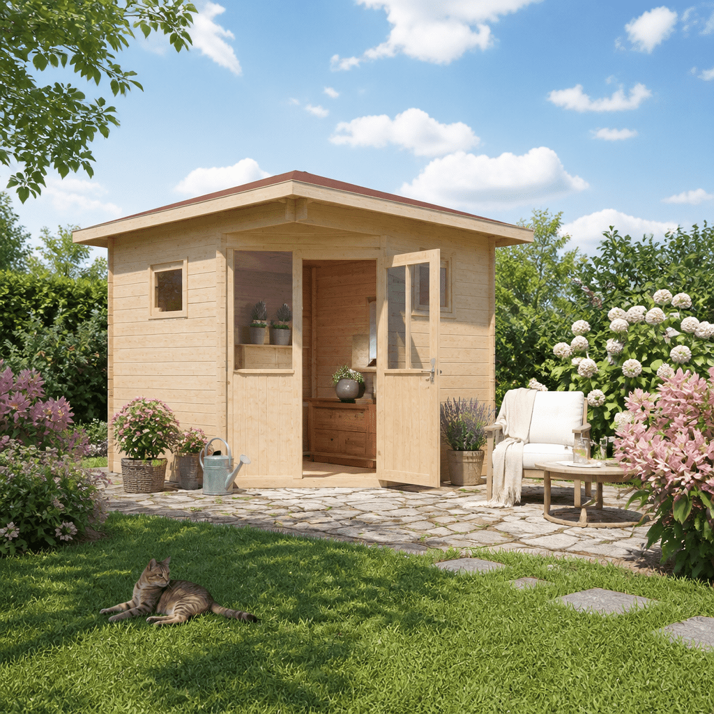 26% Rabatt ✓ 4 × 4 m | Gartenhütte Nelly 28 C | Massivholz
