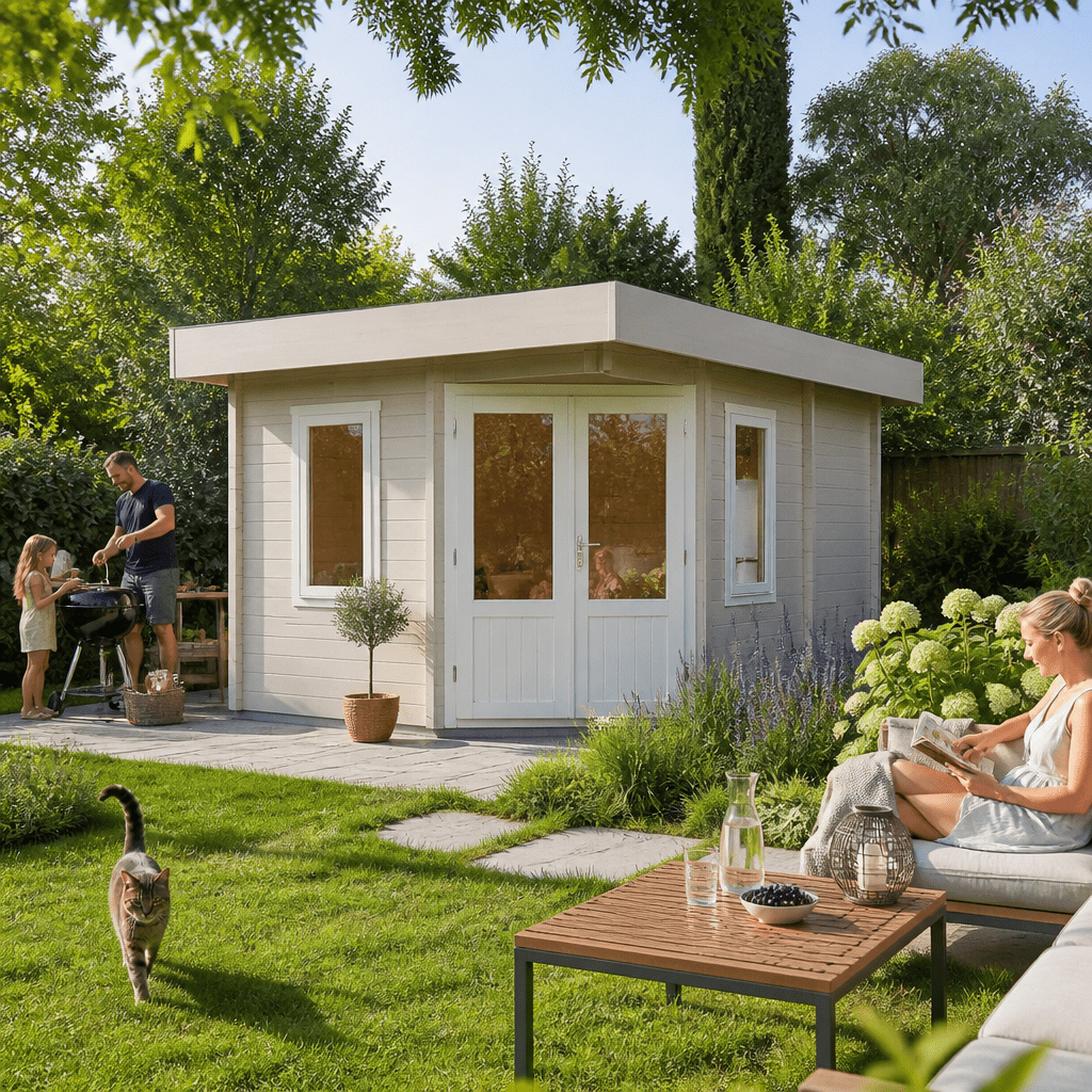 26% Rabatt ✓ 4 × 3 m | Gartenhütte Nora 44 C Klassik | modern | Massivholz