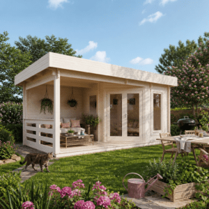26% Rabatt ✓ 6 × 4 m | Gartenhütte Nora 44 D Modern | Terrasse | Massivholz Unkategorisiert online kaufen
