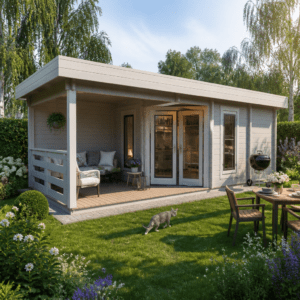 26% Rabatt ✓ 8 × 5 m | Gartenhütte Nora 44 E Modern | Terrasse | Massivholz Unkategorisiert online kaufen