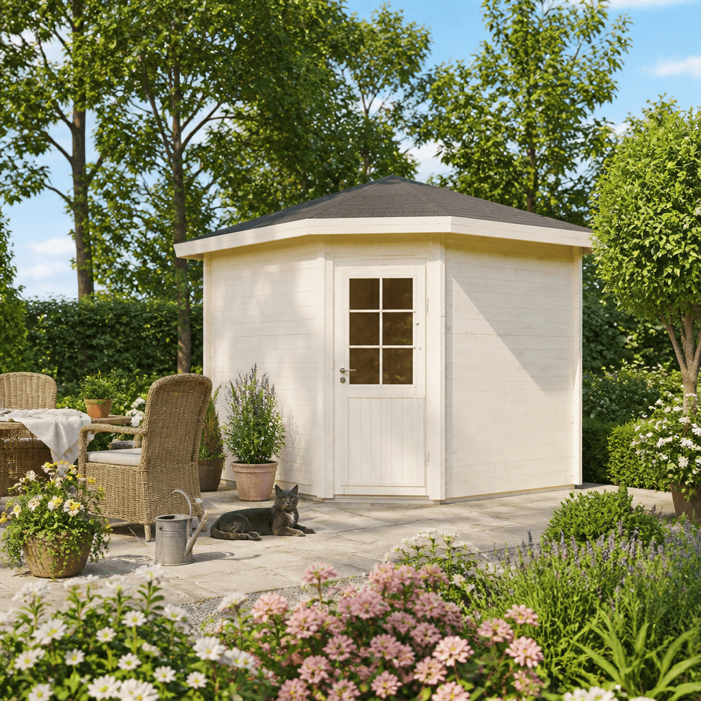 26% Rabatt ✓ 3 × 3 m | Gartenhütte Panta 28 B | Massivholz