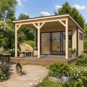 26% Rabatt ✓ Gartenhütte Poel-1 mit Vordach | modern | Massivholz Unkategorisiert online kaufen