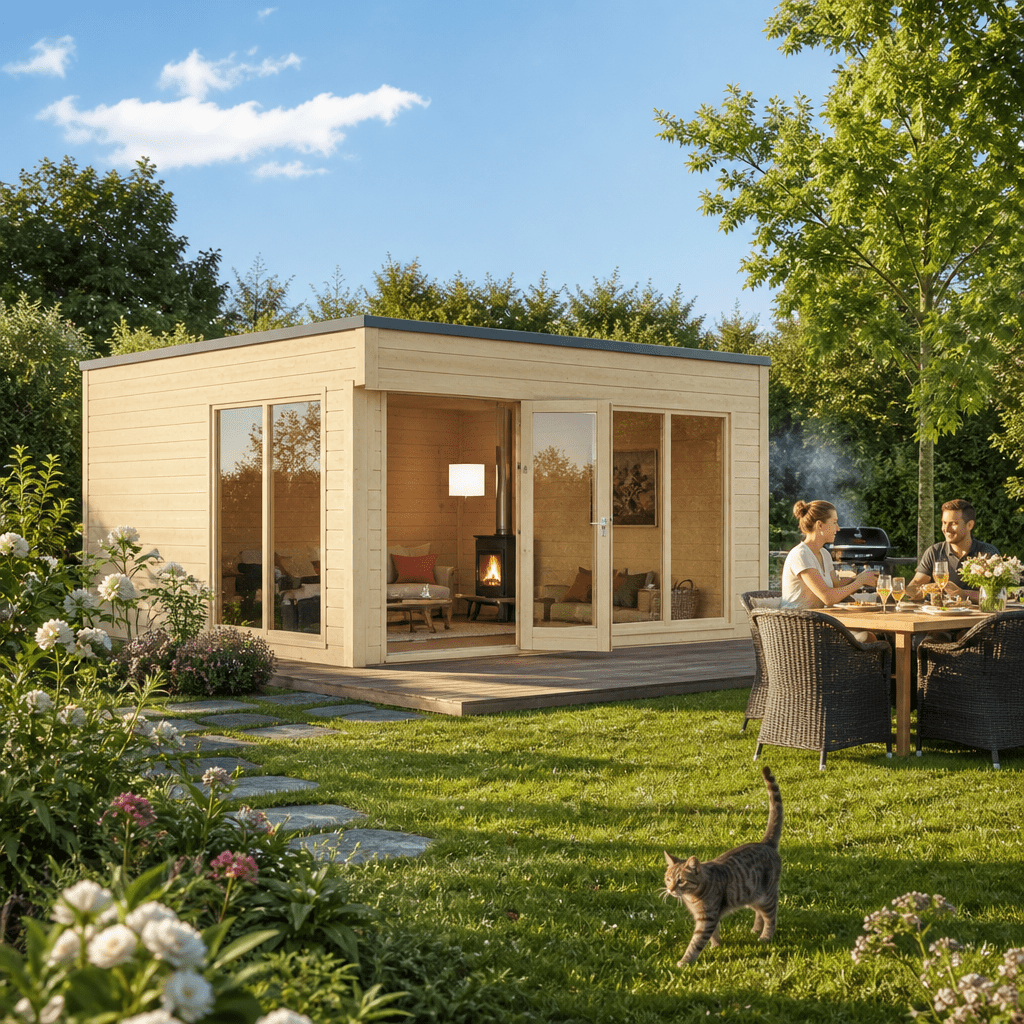 26% Rabatt ✓ 5 × 5 m | Gartenhütte Q-BIC 70 B | modern | Massivholz