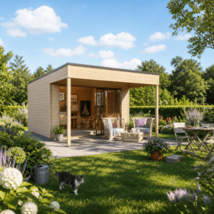 26% Rabatt ✓ 5 × 4 m | Gartenhütte Q-BIC Alu 44 A + VD | Vordach | Massivholz Unkategorisiert online kaufen