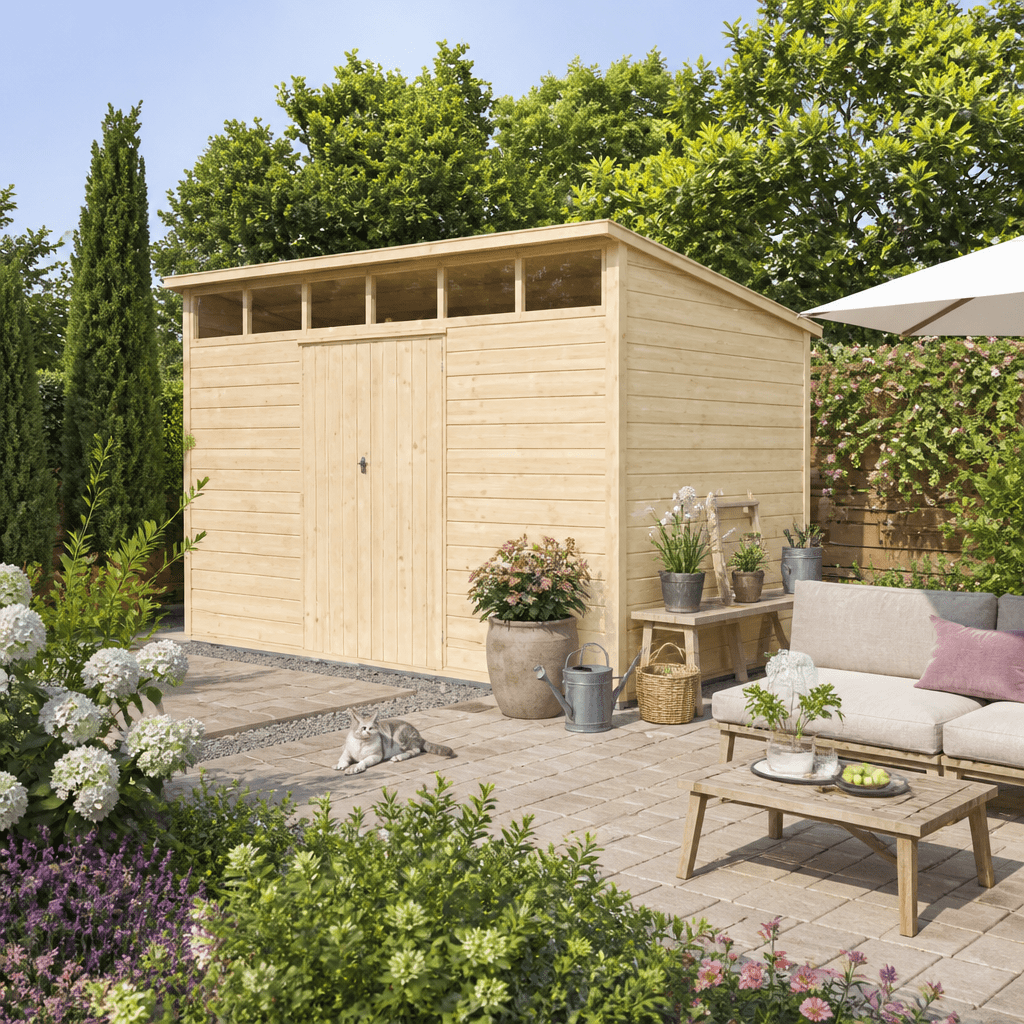 25% Rabatt ✓ 4 × 2 m | Gartenhütte Q-Line 8,64 m² | Pultdach | modern