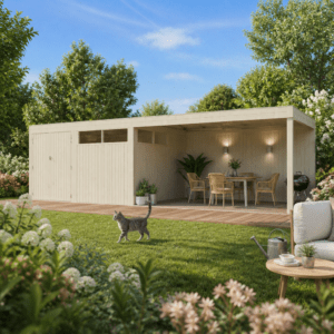 26% Rabatt ✓ 6 × 2 m | Gartenhütte QBV-Line 11,89 m² + 400 cm Anbau | Pultdach | Flachdach | modern Unkategorisiert online kaufen
