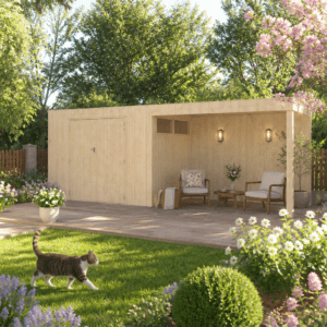 26% Rabatt ✓ 6 × 4 m | Gartenhütte QBV3-Line 5,90 m² + 300 cm Anbau | Pultdach | Flachdach | modern Unkategorisiert online kaufen