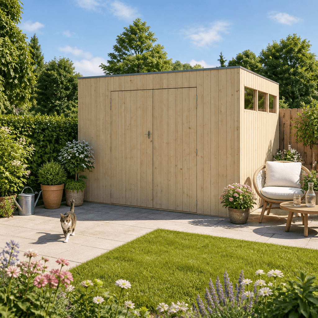 26% Rabatt ✓ 4 × 2 m | Gartenhütte QBV3-Line 8,88 m² | Pultdach | Flachdach | modern