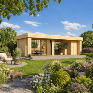 26% Rabatt ✓ 10 × 4 m | Gartenhütte Rait 44 ALU | Terrasse | Flachdach | Massivholz Unkategorisiert online kaufen