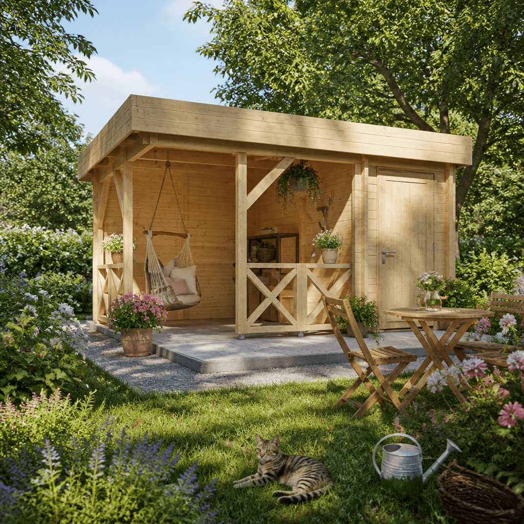 26% Rabatt ✓ 4 × 3 m | Gartenhütte Salo 40 D | Massivholz