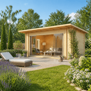 26% Rabatt ✓ 7 × 4 m | Gartenhütte Starla 70 E Premium | Schiebetür | modern | Massivholz Unkategorisiert online kaufen
