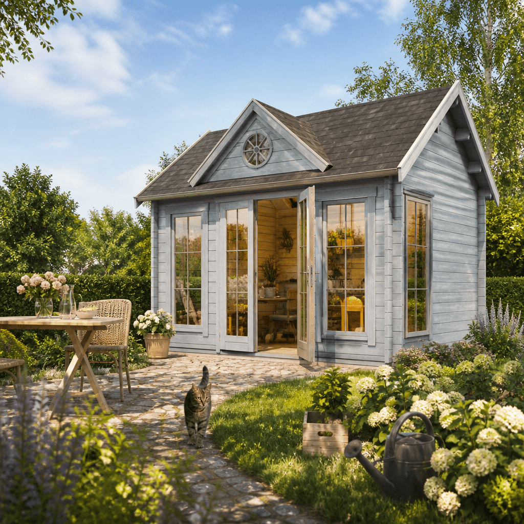 26% Rabatt ✓ 6 × 4 m | Gartenhütte Teehaus Glasgow 44 A | klassisch | Massivholz